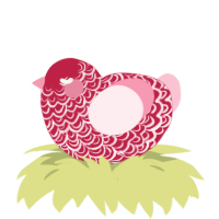 posy, a crimson and rose chicken with a double-lace pattern