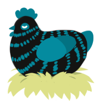 A black and sea chicken with a bar pattern