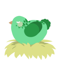 Eric, a spring and viridian chicken with a neck-speckle pattern