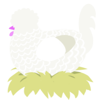 mystery, a white chicken with a lace pattern