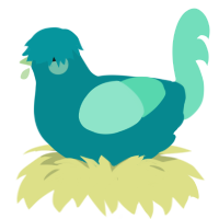 A teal and mint chicken
