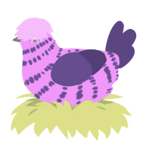 A lavender and overcast chicken with a bar pattern