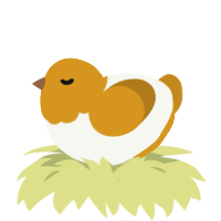 fried egg, a white and ochre chicken with a head pattern