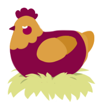 A maroon and orange chicken with a head pattern