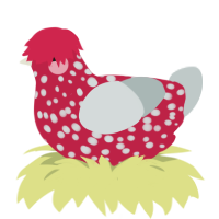WIP, a crimson and silver chicken with a speckle pattern