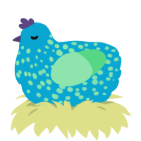 A cerulean and spring chicken with a speckle pattern