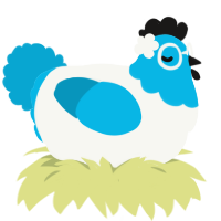 A white and cerulean chicken with a head pattern