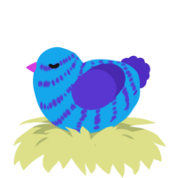 A sky and indigo chicken with a bar pattern
