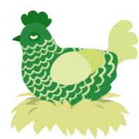 A viridian and lemon chicken with a lace pattern