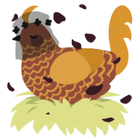 A russet and orange chicken with a lace pattern