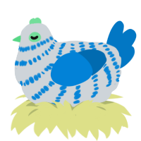 Marcus contender, a mist and sapphire chicken with a bar pattern