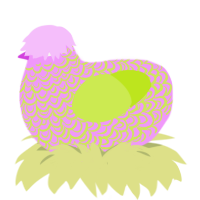 Sprout, a lavender and lime chicken with a double-lace pattern