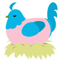 Funny Lil Fella, a rose and cerulean chicken with a head pattern