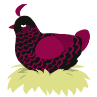 A black and maroon chicken with a lace pattern