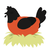 (unnamed), a vermilion and sable chicken with a head pattern