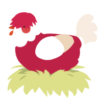 Clown, a crimson and cream chicken with a head pattern