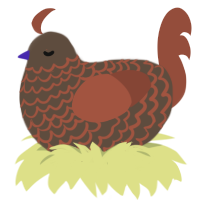 The Muddler, a bark and russet chicken with a lace pattern