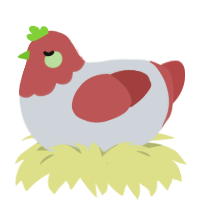 Tomato in Bag, a mist and red chicken with a head pattern