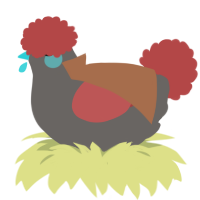 A grey and red chicken