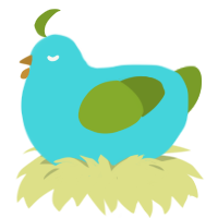 A aqua and chartreuse chicken
