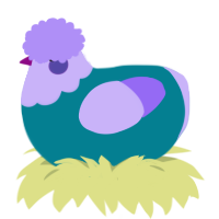A sea and lilac chicken with a head pattern