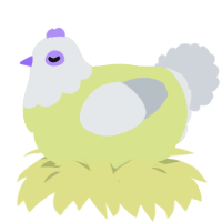 A lemon and mist chicken with a head pattern