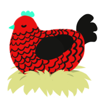 (unnamed), a red and black chicken with a lace pattern