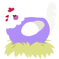 A lilac and white chicken with a head pattern