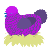 A amethyst and overcast chicken with a lace pattern
