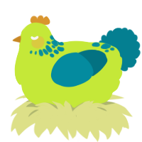 A lime and sea chicken with a neck-speckle pattern