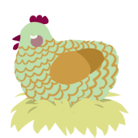 A gluppy and gold chicken with a lace pattern