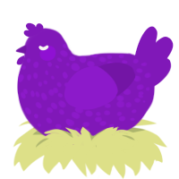 A violet chicken with a speckle pattern