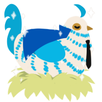 A cream and cerulean chicken with a bar pattern