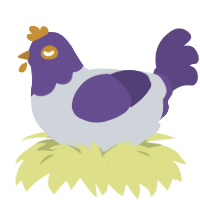 Stormy, a mist and overcast chicken with a head pattern