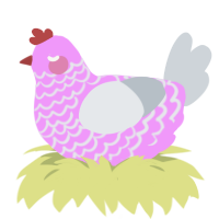 A lavender and mist chicken with a lace pattern