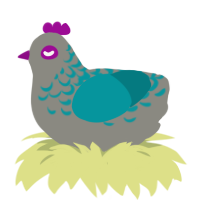 A ash and teal chicken with a half-lace pattern