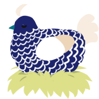 (unnamed), a navy and cream chicken with a lace pattern