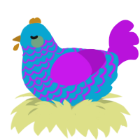 A cerulean and amethyst chicken with a lace pattern