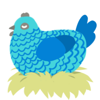 A aqua and sapphire chicken with a lace pattern