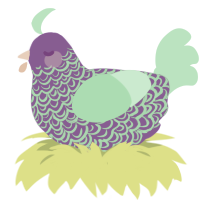 A grass and fuchsia chicken with a double-lace pattern