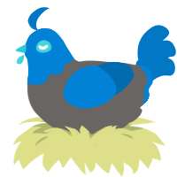 A grey and sapphire chicken with a head pattern