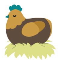 A bark and gold chicken with a head pattern