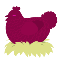 Radish, a maroon chicken with a lace pattern