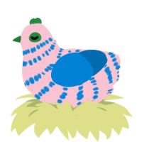 A rose and sapphire chicken with a bar pattern