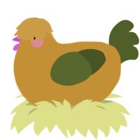 A gold and olive chicken