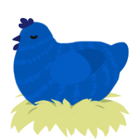 Calm Waters, a ultramarine chicken with a bar pattern