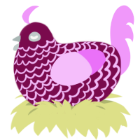 A wine and lavender chicken with a lace pattern