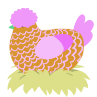 A orange and lavender chicken with a lace pattern