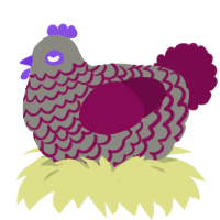 A ash and wine chicken with a lace pattern