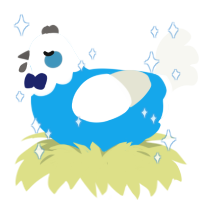 Nyx, a sky and white chicken with a head pattern